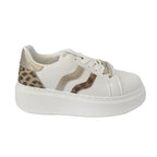 Γυναικεία Sneakers Δίσολα με στρας και λεοπάρ Λευκό ANSIN