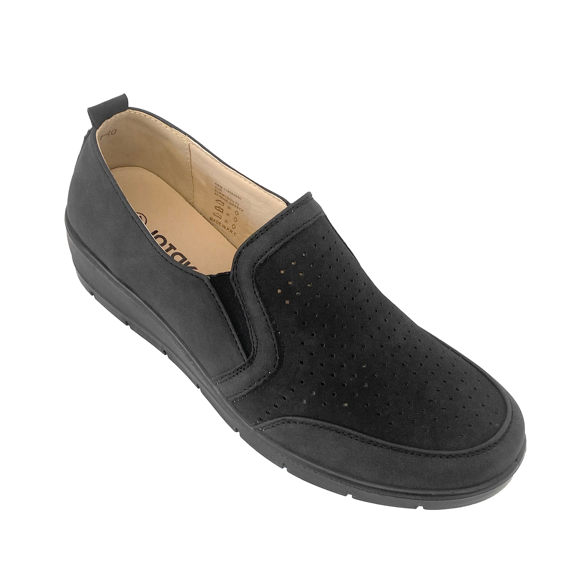 Γυναικεία καλοκαιρινά slip-on με πλατφόρμα και διάτρητα σχέδια Μαύρο ANSIN