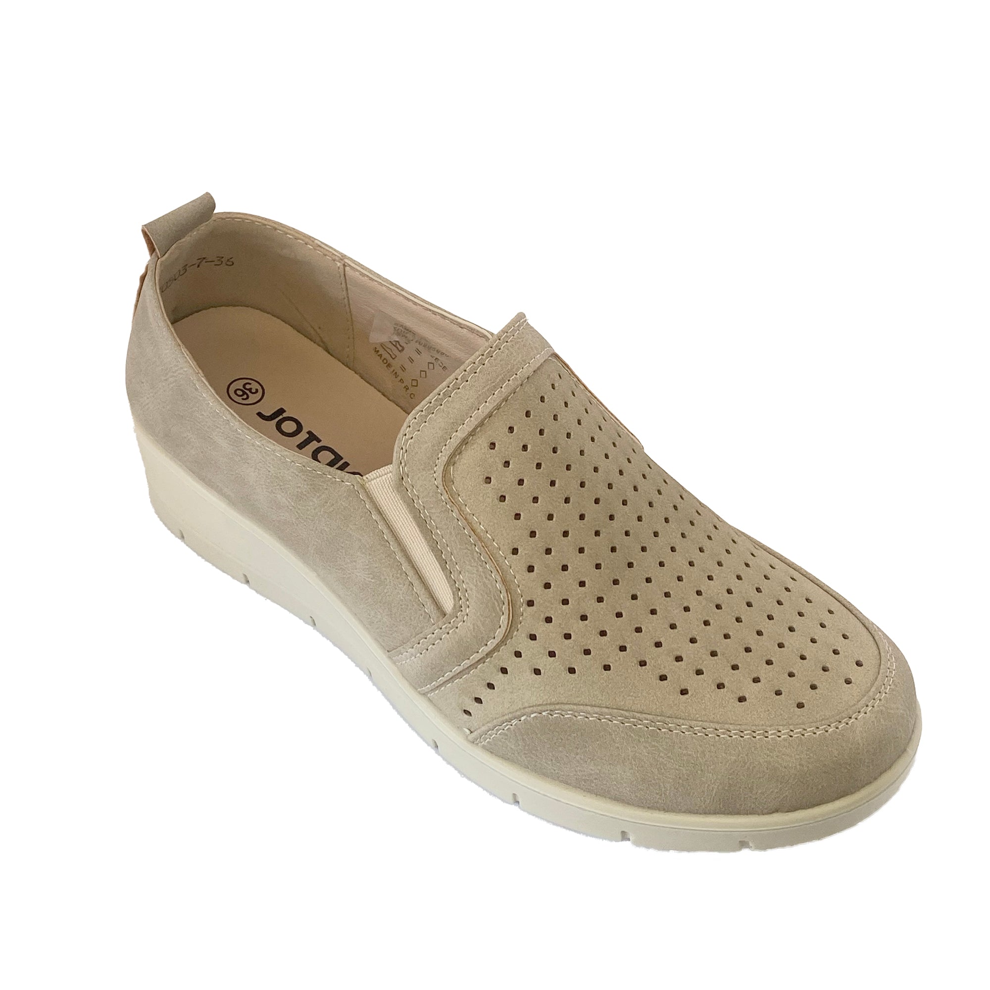 Γυναικεία καλοκαιρινά slip-on με πλατφόρμα και διάτρητα σχέδια Μπεζ ANSIN