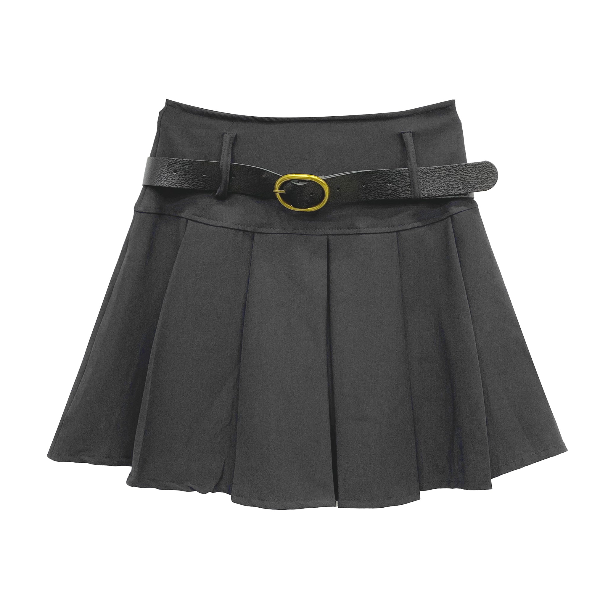 Γυναικεία mini πλισέ φούστε με ζώνη Μαύρο ANSIN