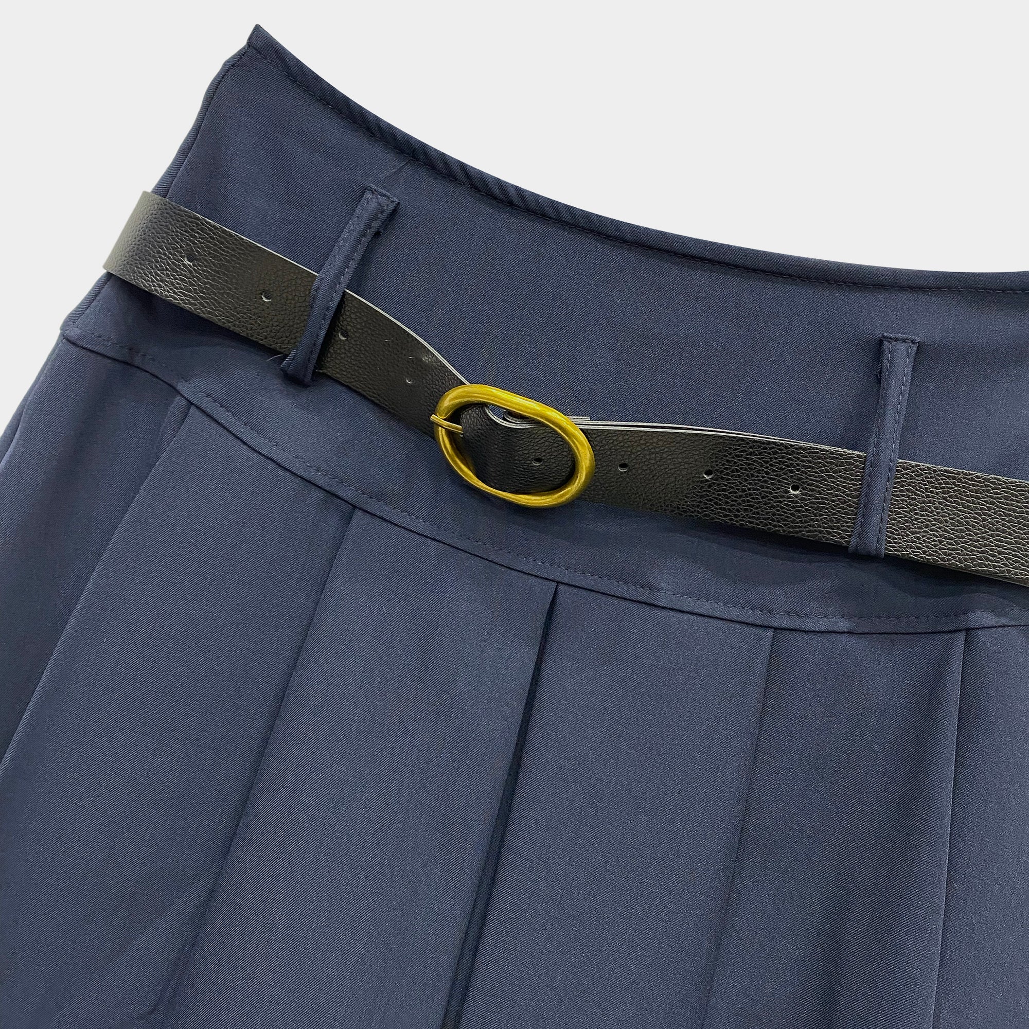 Γυναικεία mini πλισέ φούστε με ζώνη Μπλε ANSIN