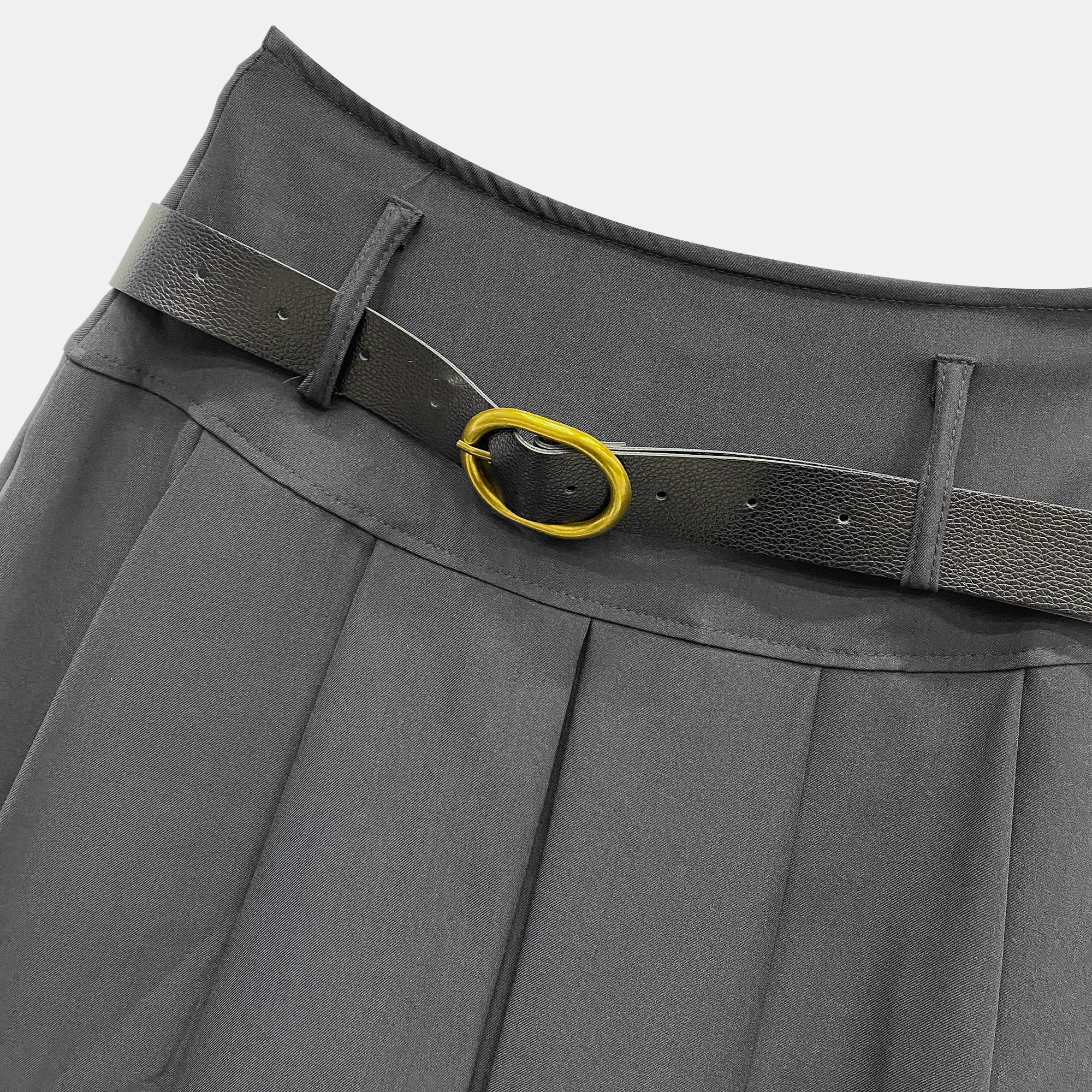 Γυναικεία mini πλισέ φούστε με ζώνη Μαύρο ANSIN