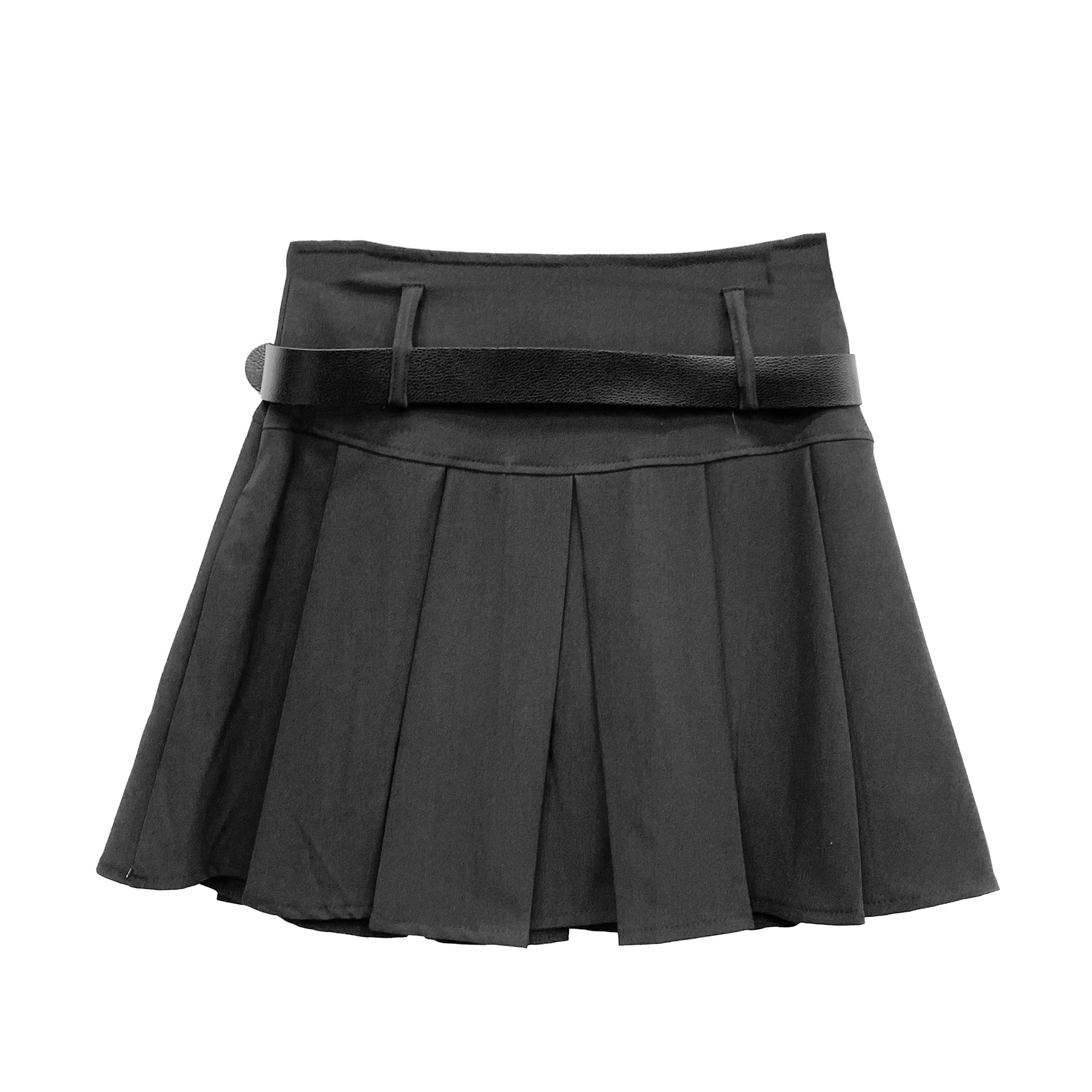 Γυναικεία mini πλισέ φούστε με ζώνη Μαύρο ANSIN