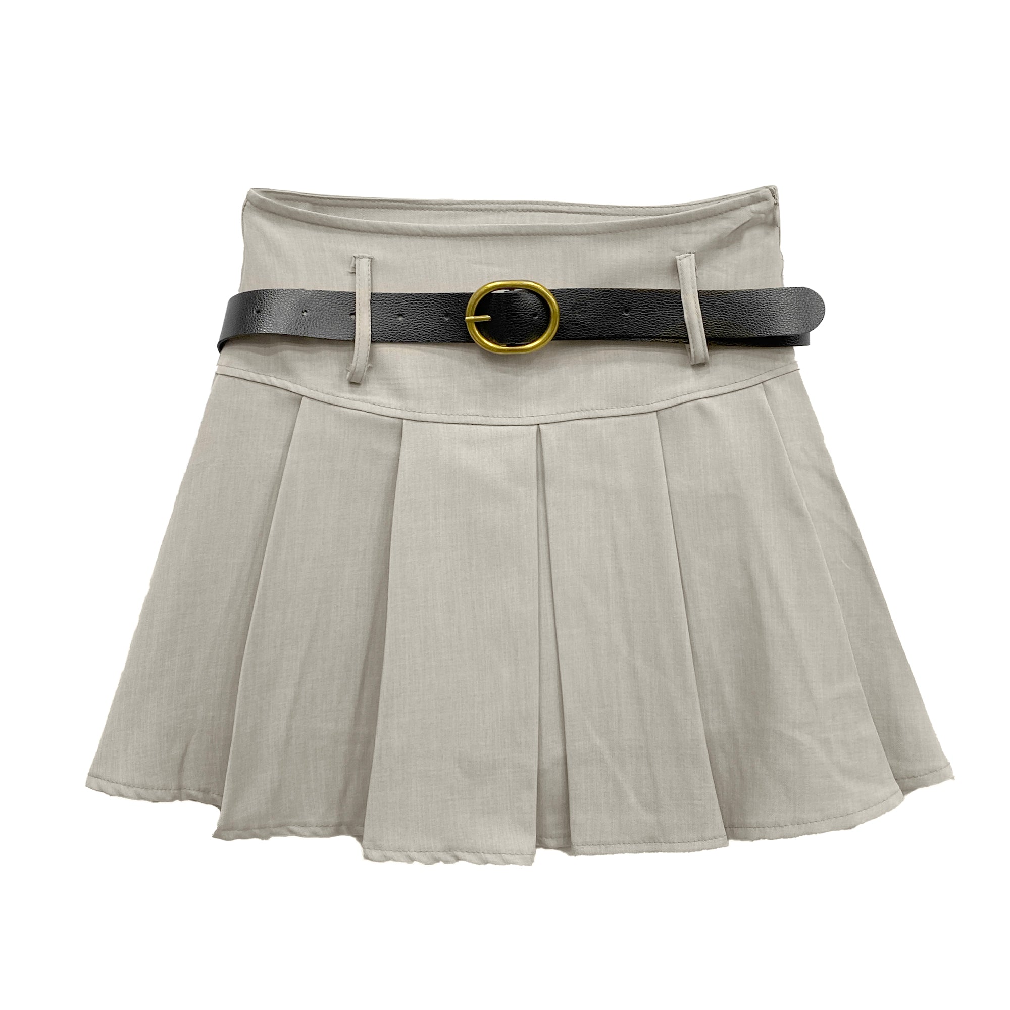 Γυναικεία mini πλισέ φούστε με ζώνη Μπεζ ANSIN