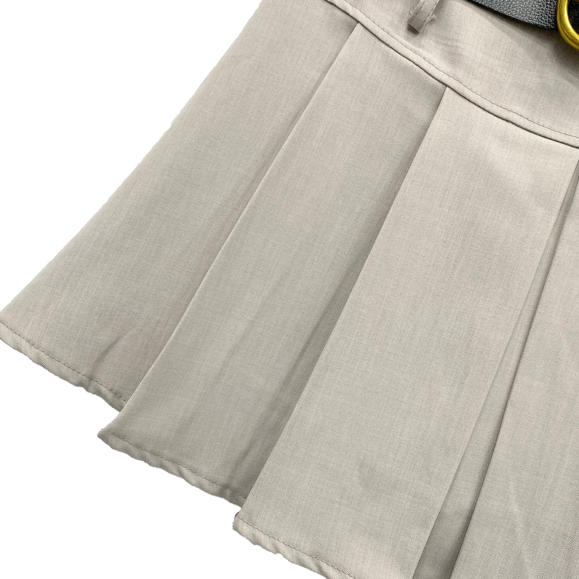 Γυναικεία mini πλισέ φούστε με ζώνη Μπεζ ANSIN