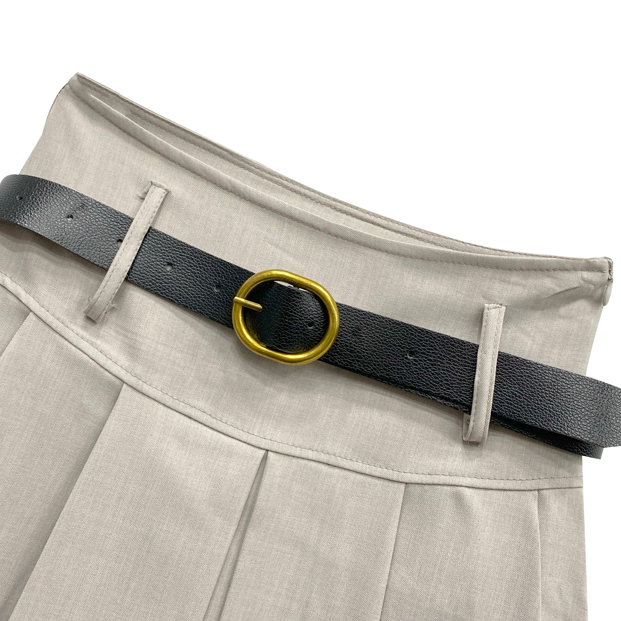 Γυναικεία mini πλισέ φούστε με ζώνη Μπεζ ANSIN