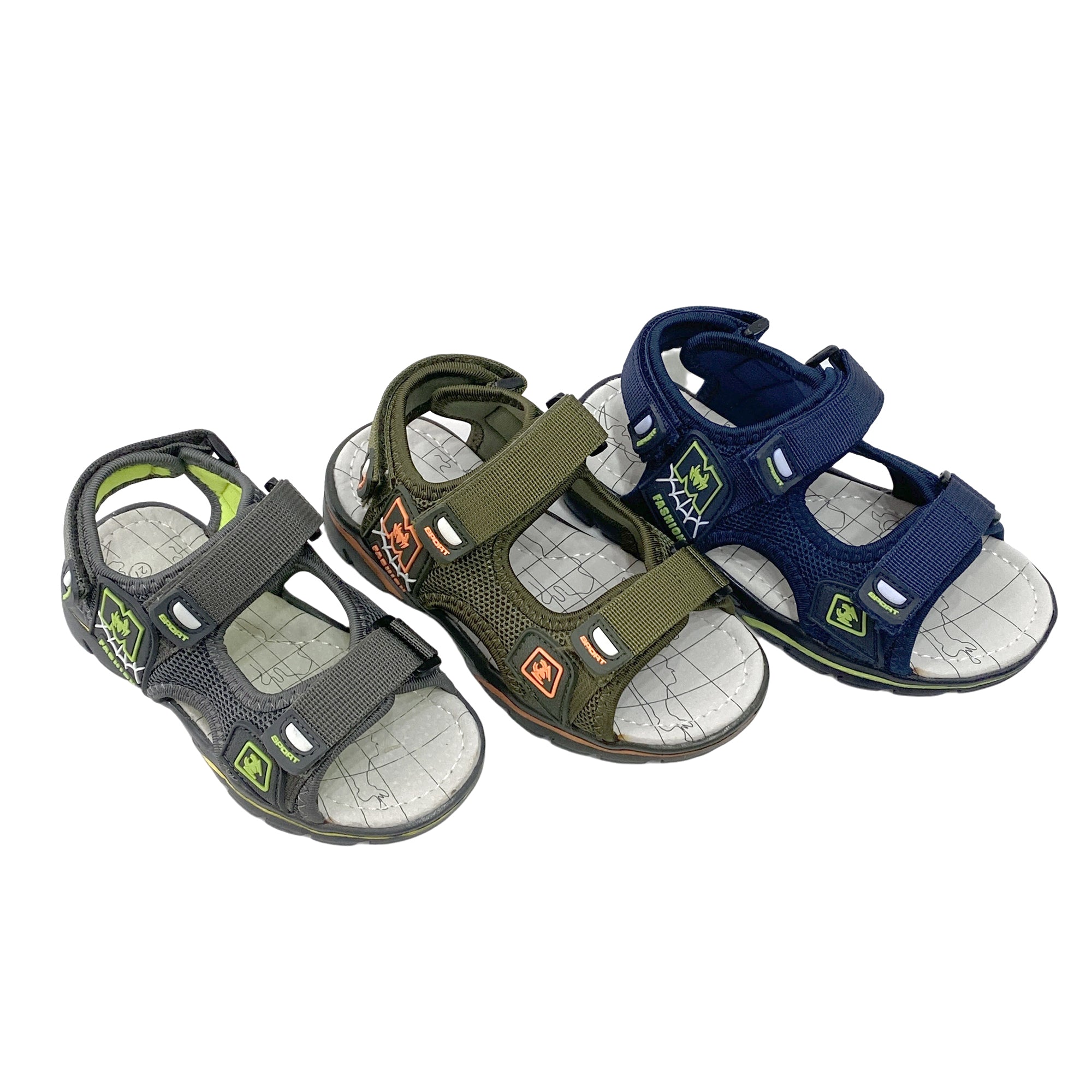 Αγορίστικα πέδιλα με velcro Χακί 6083
