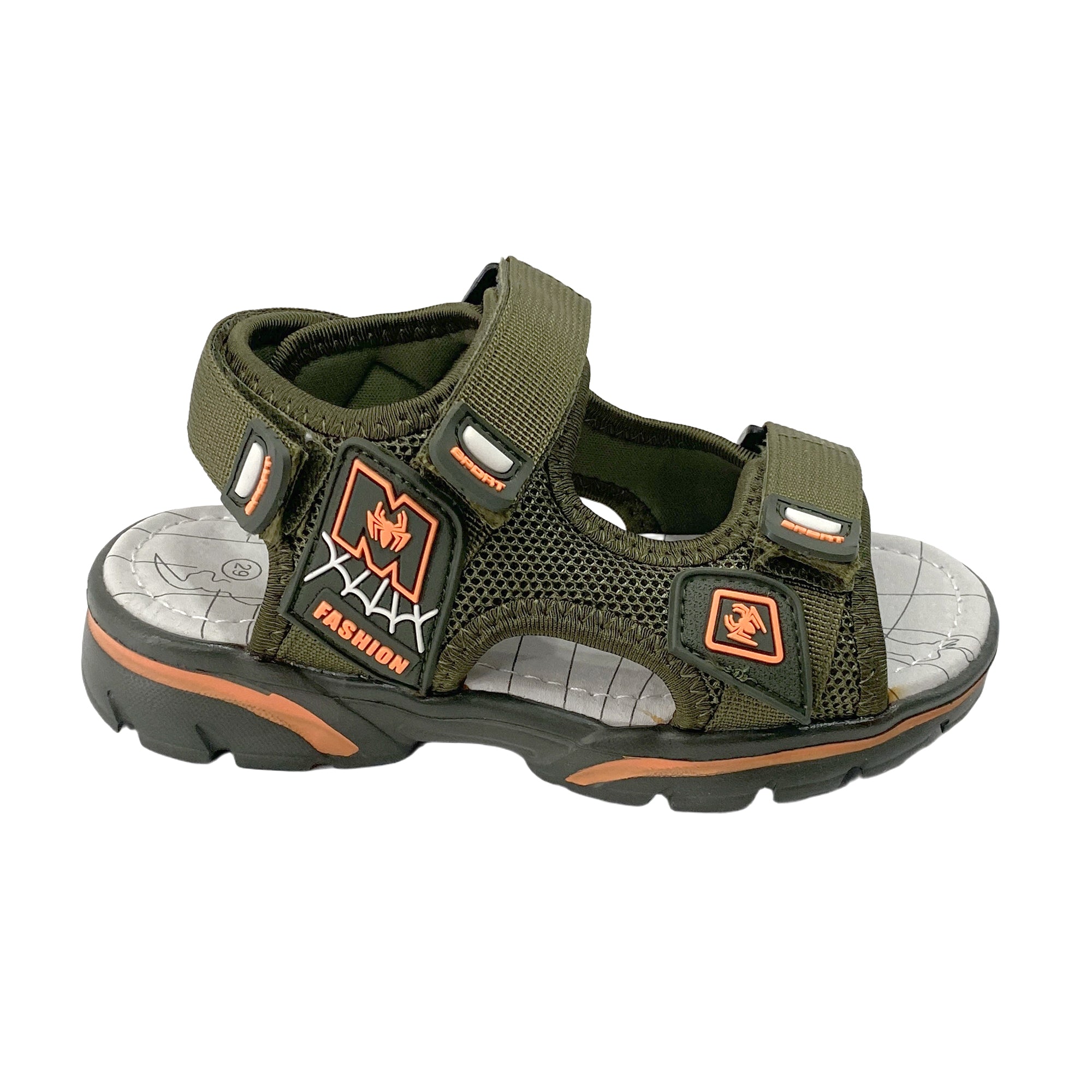 Αγορίστικα πέδιλα με velcro Χακί 6083