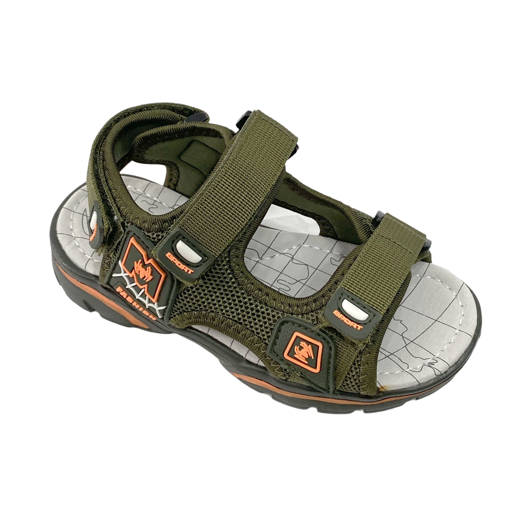 Αγορίστικα πέδιλα με velcro Χακί 6083