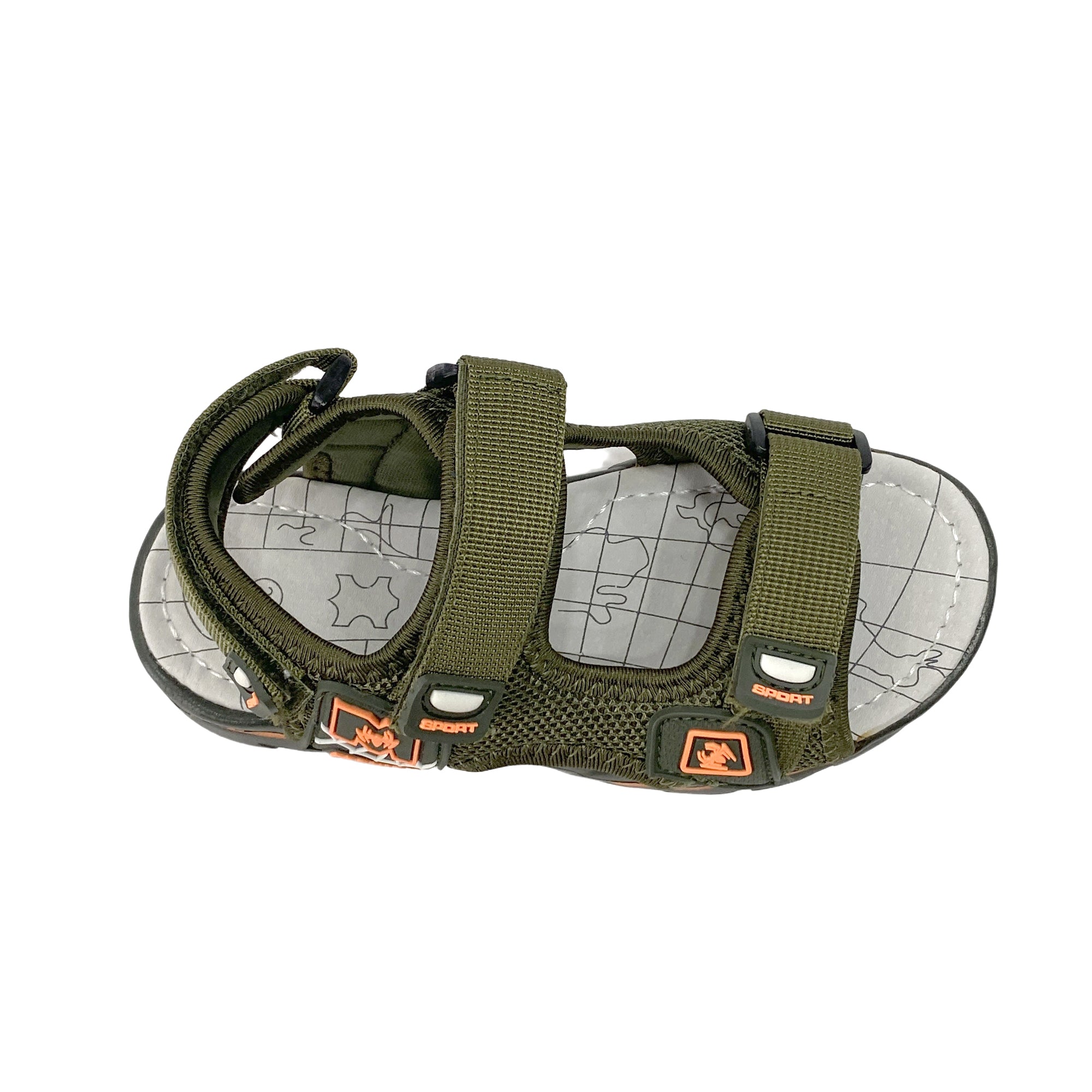 Αγορίστικα πέδιλα με velcro Χακί 6083