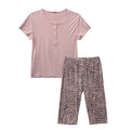 Γυναικεία καλοκαιρινή πιτζάμα κοντομάνικη με κάπρι Ροζ 6356