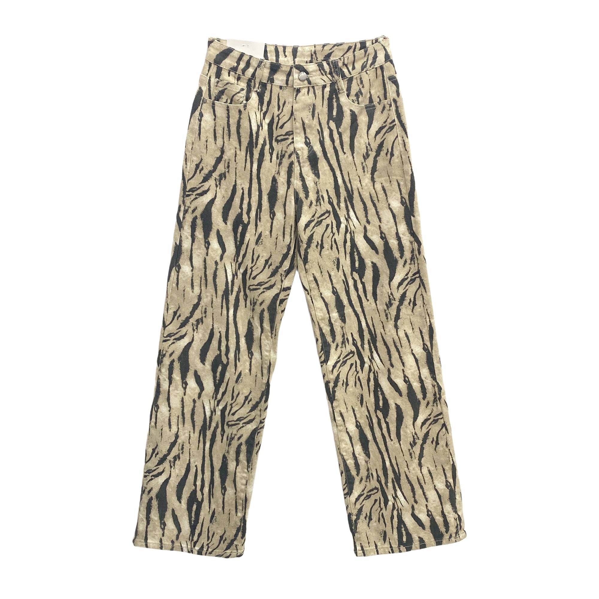 Γυναικείο τζιν παντελόνι animal print Μπεζ/Μαύρο 670 ANSIN