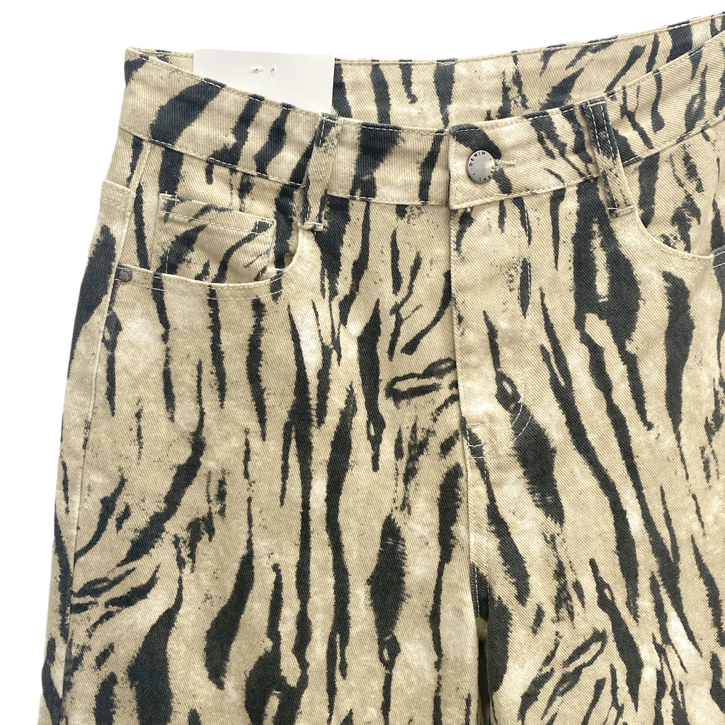 Γυναικείο τζιν παντελόνι animal print Μπεζ/Μαύρο 670 ANSIN