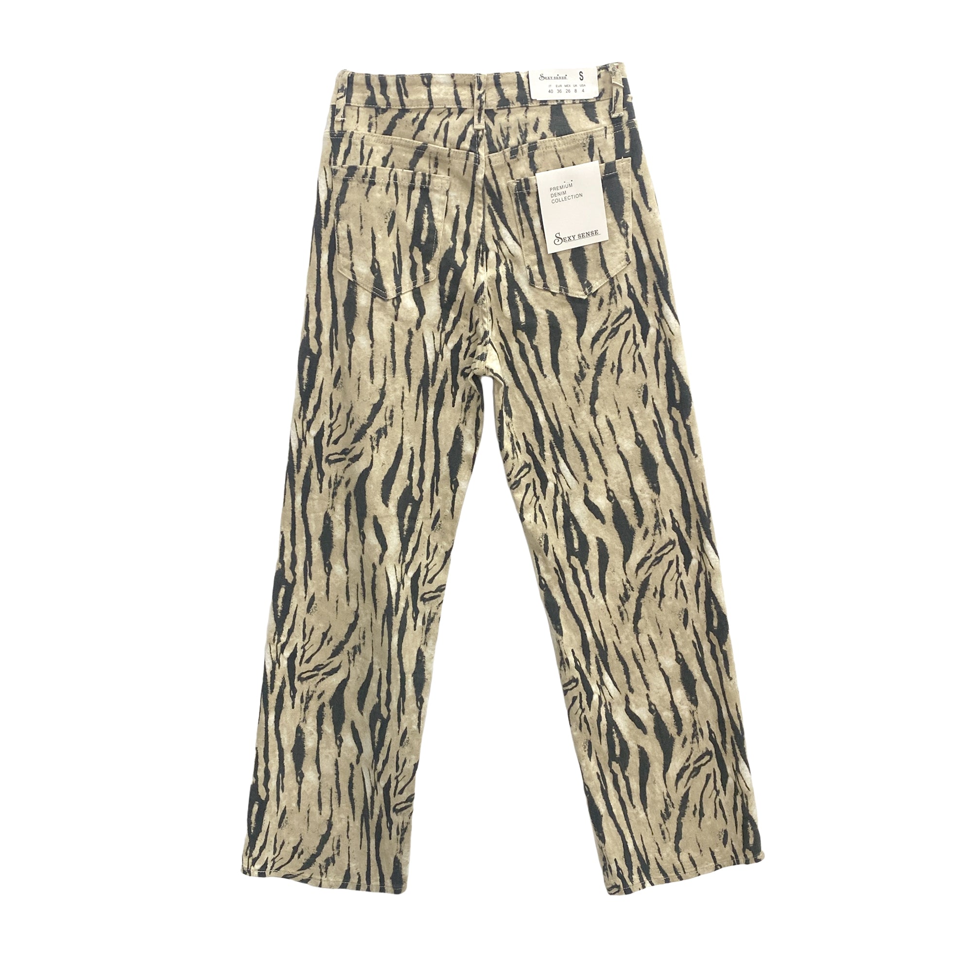 Γυναικείο τζιν παντελόνι animal print Μπεζ/Μαύρο 670 ANSIN