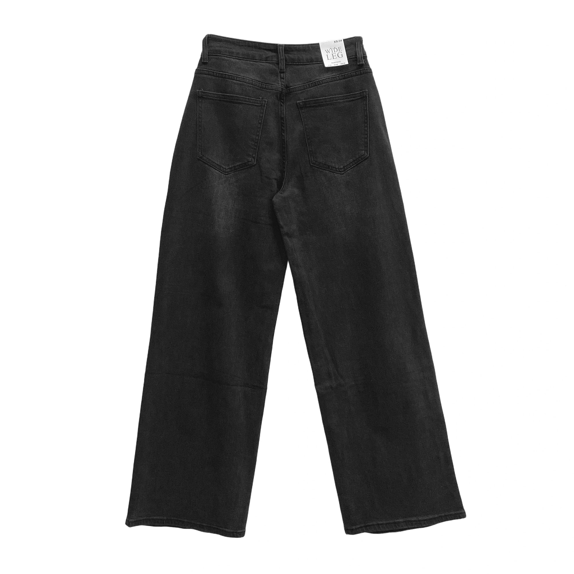 Γυναικεία τζιν παντελόνα wide leg με λοξό κούμπωμα Μαύρο 76323 ANSIN