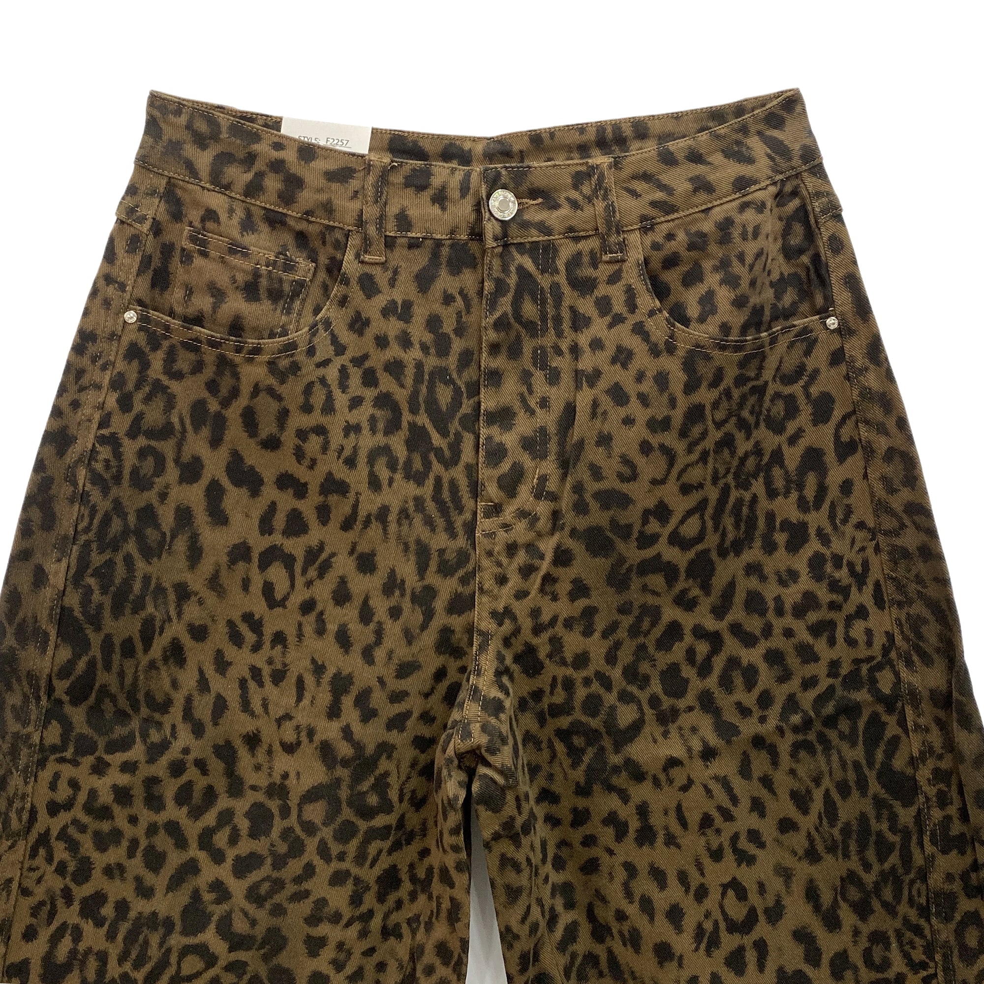 Γυναικείο τζιν παντελόνι balloon leopard Καφέ 7522-9735