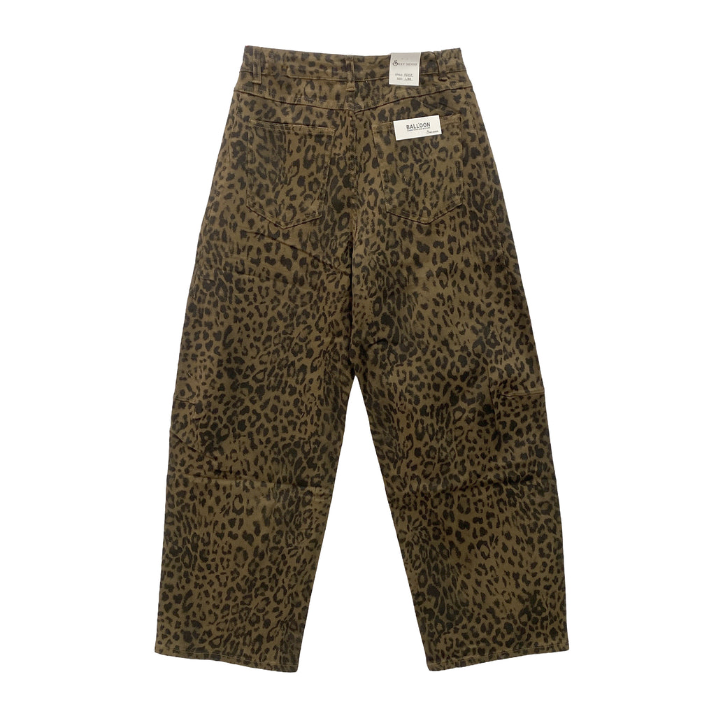 Γυναικείο τζιν παντελόνι balloon leopard Καφέ 7522-9735