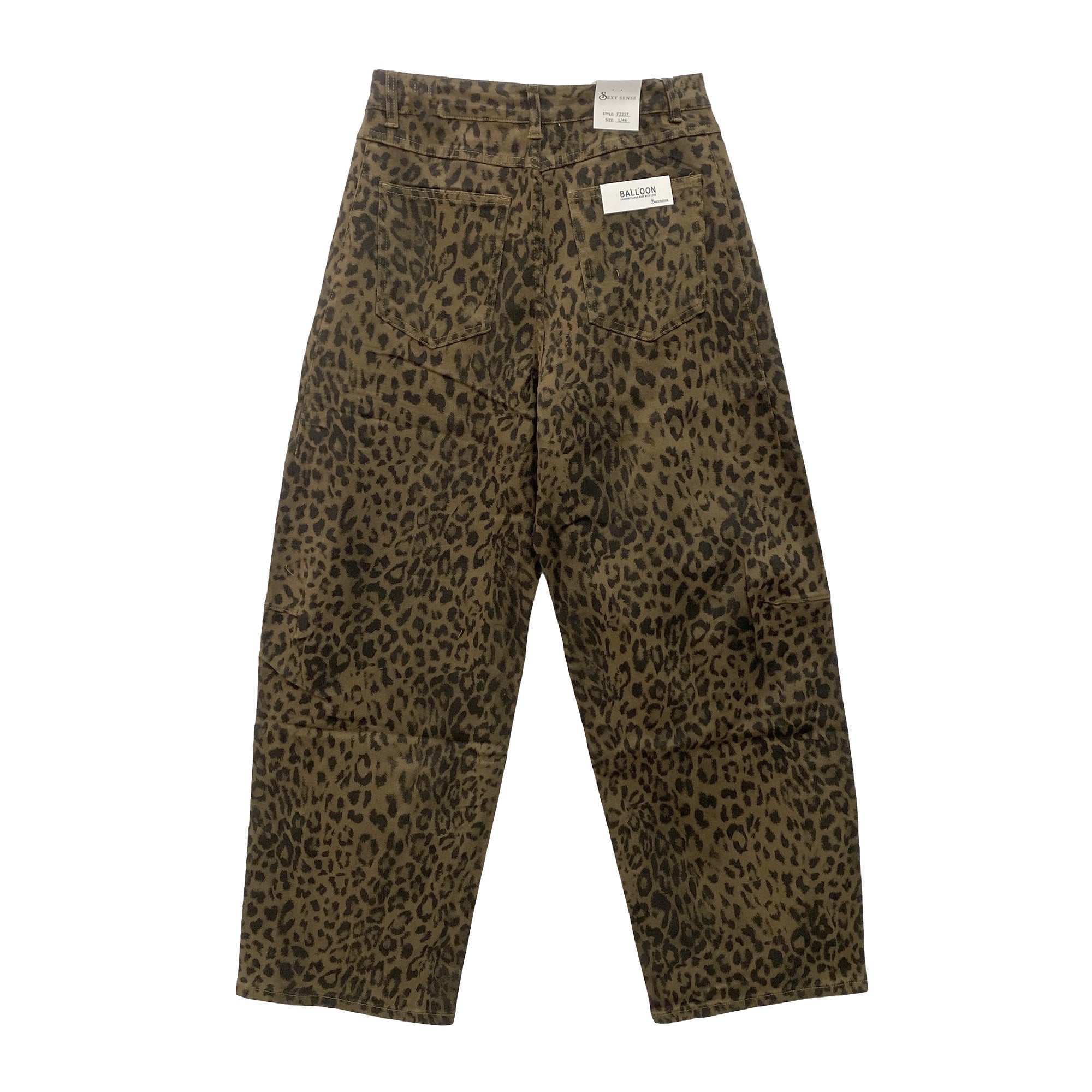 Γυναικείο τζιν παντελόνι balloon leopard Καφέ 7522-9735