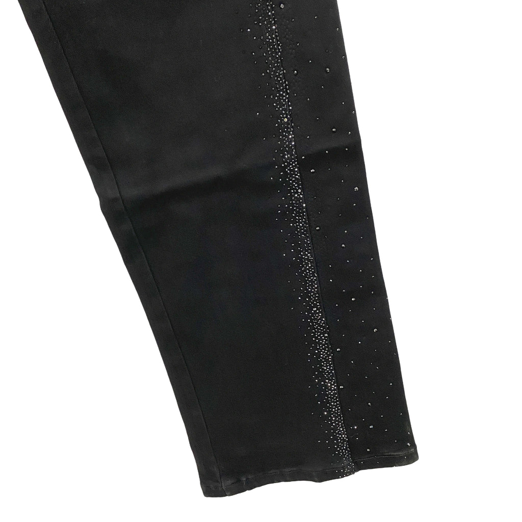 Γυναικεία τζιν παντελόνα wide leg με στρας Μαύρο 9577