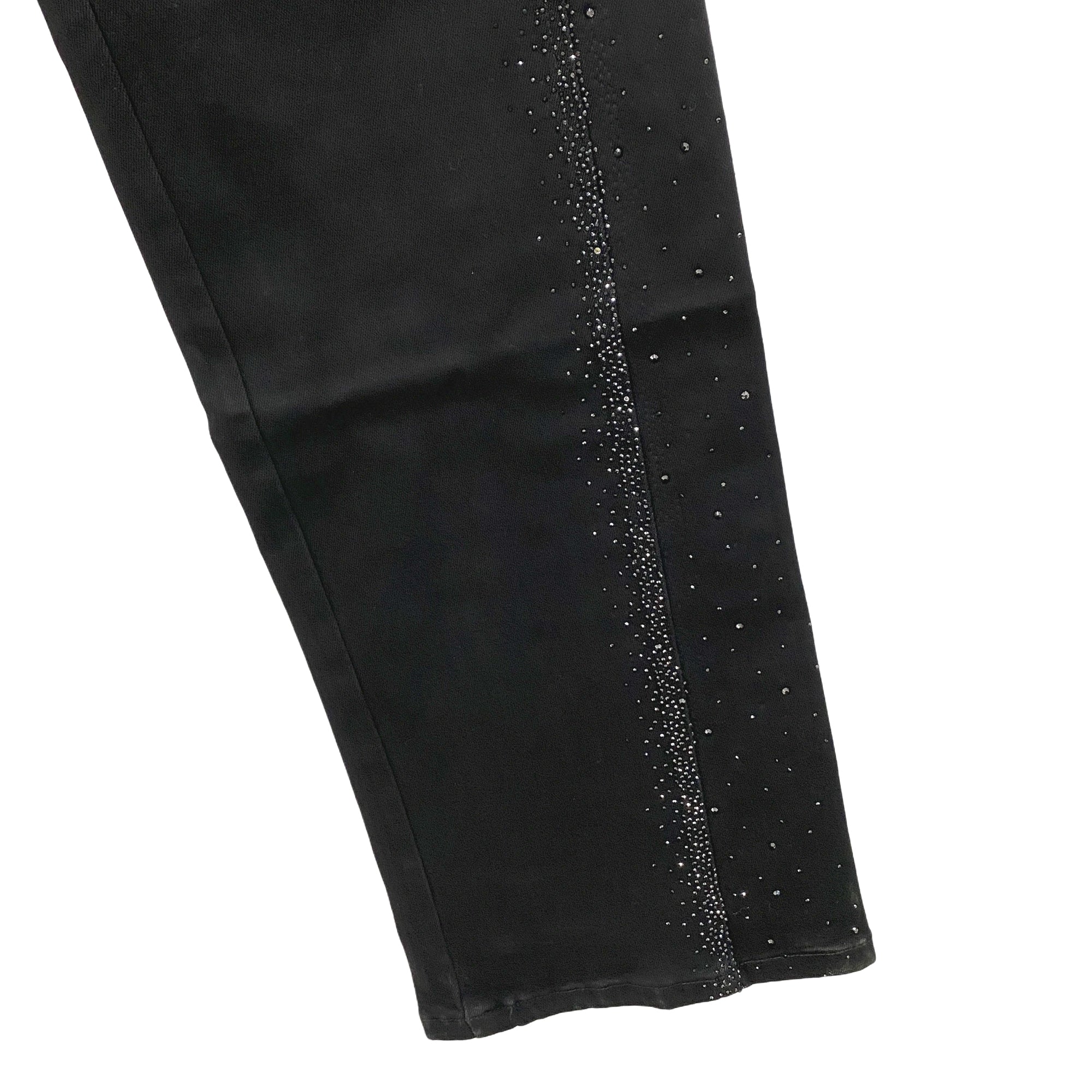 Γυναικεία τζιν παντελόνα wide leg με στρας Μαύρο 9577
