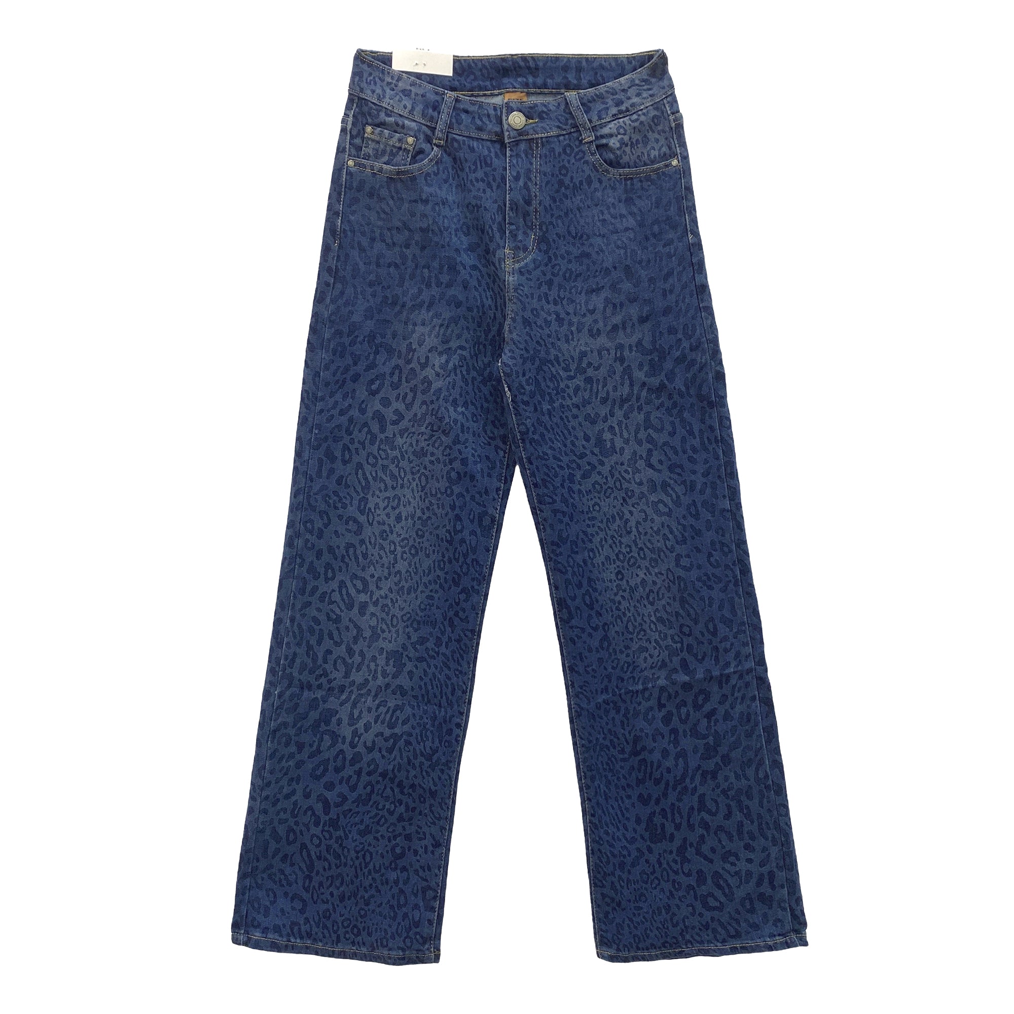Γυναικεία τζιν παντελόνα wide leg animal print Μπλε 3851