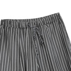 Γυναικείο παντελόνι wide-leg ριγές LUMINA Μαύρο LD6124