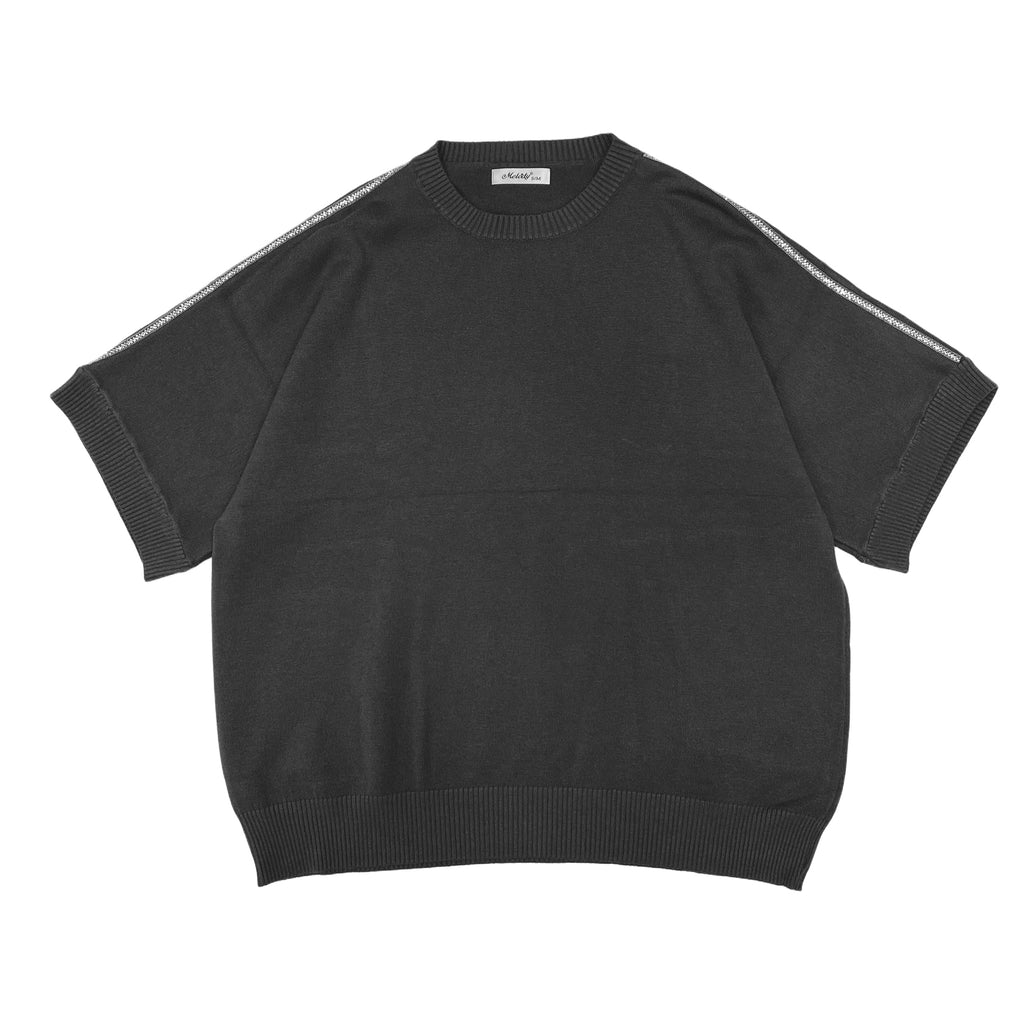 Κοντομάνικη γυναικεία πλεκτό μπλούζα oversized με στρας στους ώμους Μαύρο 2932 ANSIN