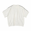 Κοντομάνικη γυναικεία πλεκτό μπλούζα oversized με στρας στους ώμους Λευκό 2932 ANSIN