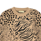 Γυναικείο πλεκτό πουλόβερ animal prints Καμηλό 7002 ANSIN
