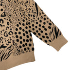 Γυναικείο πλεκτό πουλόβερ animal prints Καμηλό 7002 ANSIN