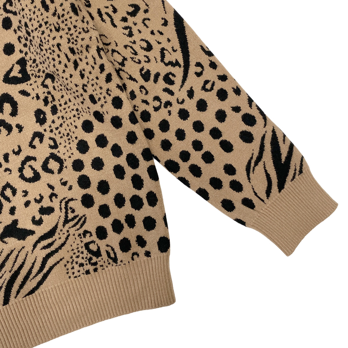 Γυναικείο πλεκτό πουλόβερ animal prints Καμηλό 7002 ANSIN
