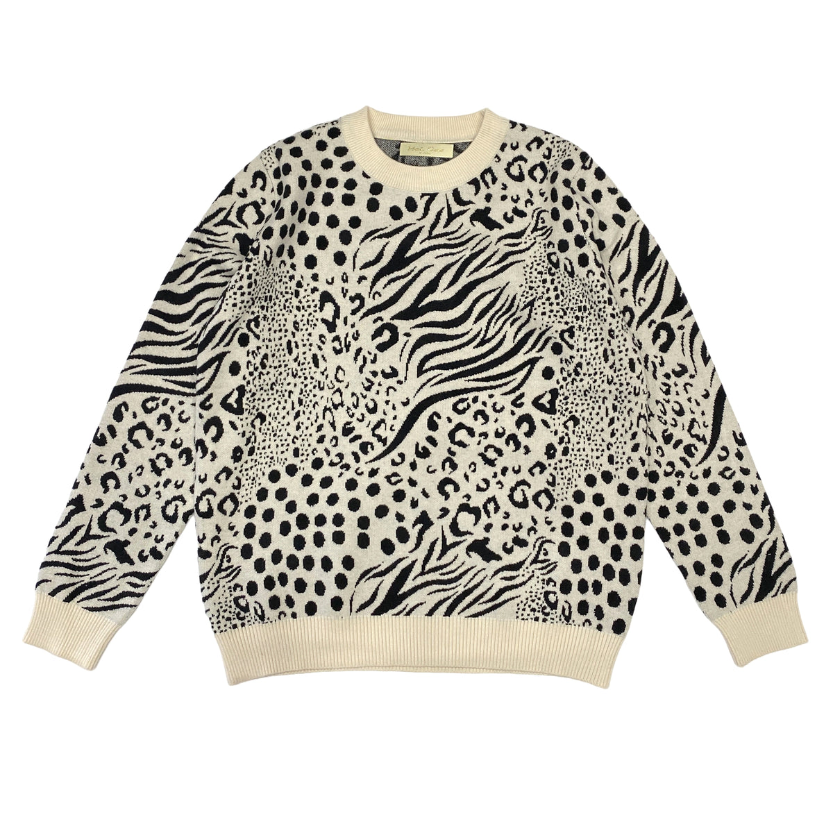 Γυναικείο πλεκτό πουλόβερ animal prints Μπεζ 7002 ANSIN