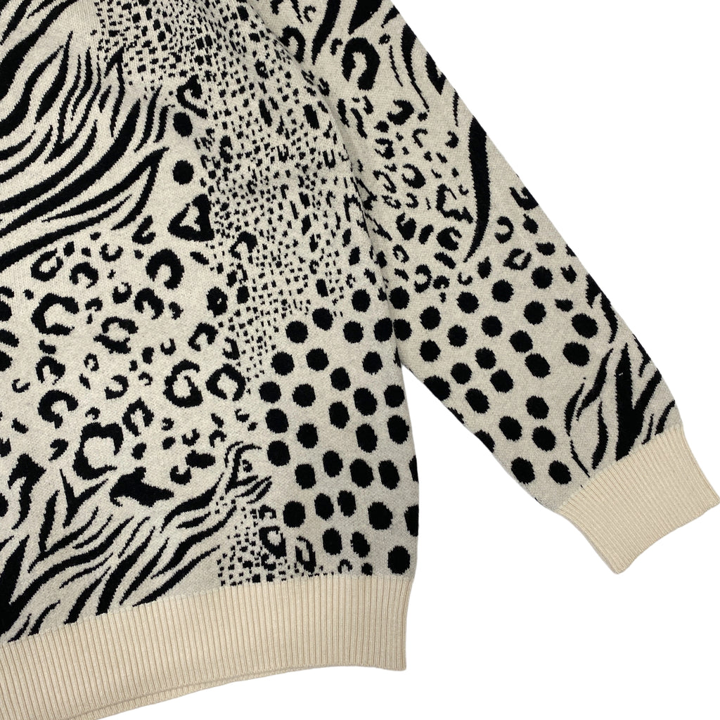 Γυναικείο πλεκτό πουλόβερ animal prints Μπεζ 7002 ANSIN