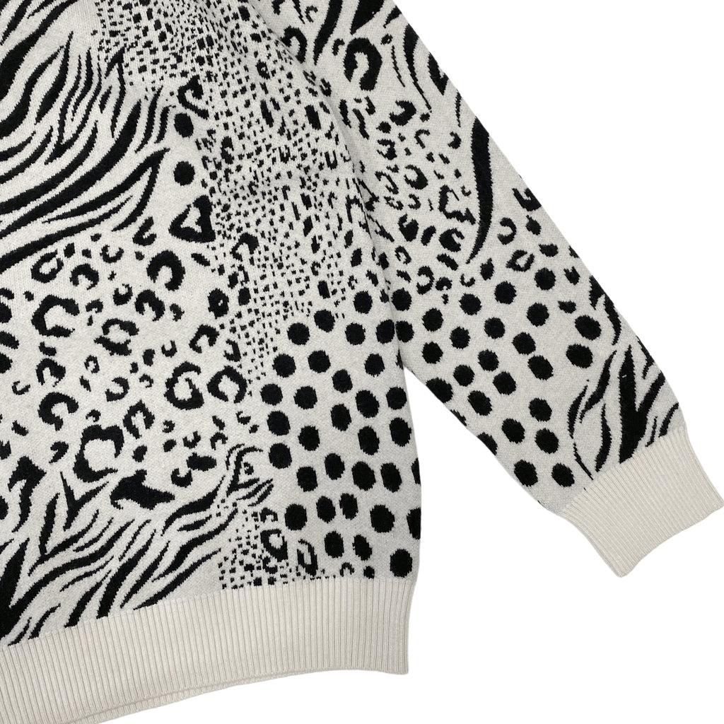 Γυναικείο πλεκτό πουλόβερ animal prints Λευκό 7002 ANSIN