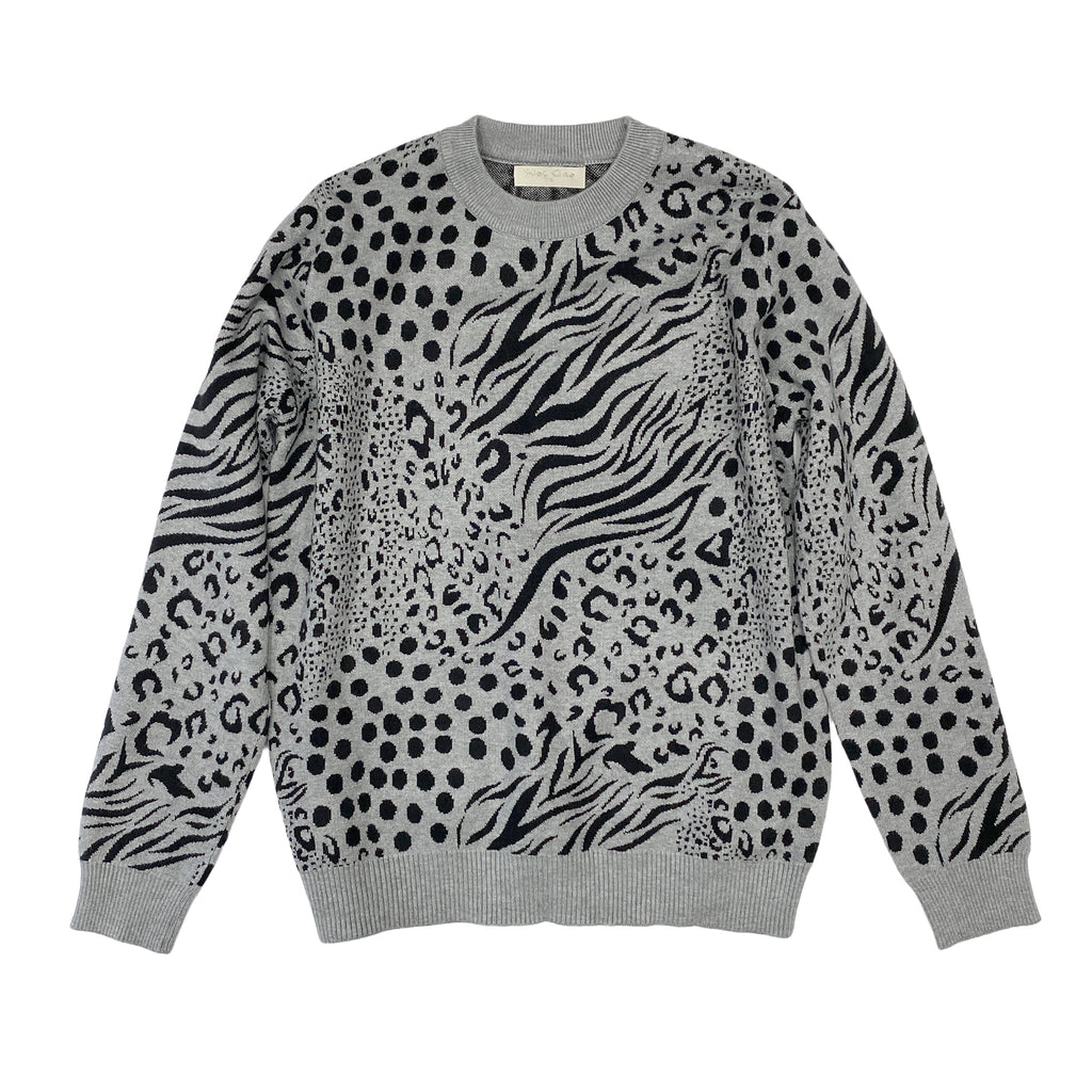Γυναικείο πλεκτό πουλόβερ animal prints Γκρι 7002 ANSIN