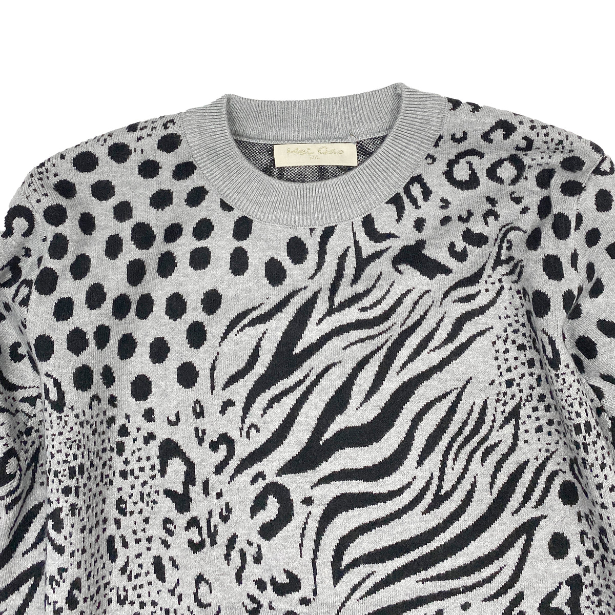 Γυναικείο πλεκτό πουλόβερ animal prints Γκρι 7002 ANSIN