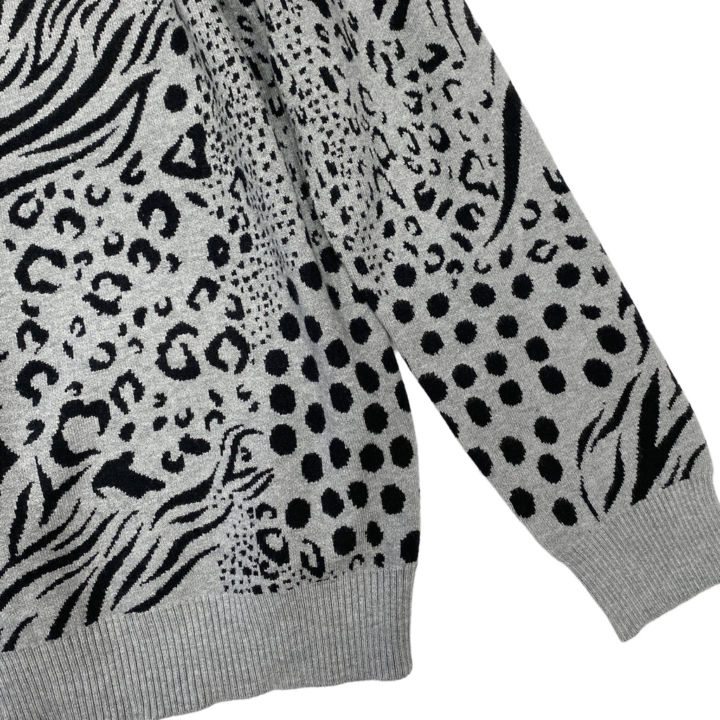 Γυναικείο πλεκτό πουλόβερ animal prints Γκρι 7002 ANSIN