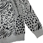 Γυναικείο πλεκτό πουλόβερ animal prints Γκρι 7002 ANSIN