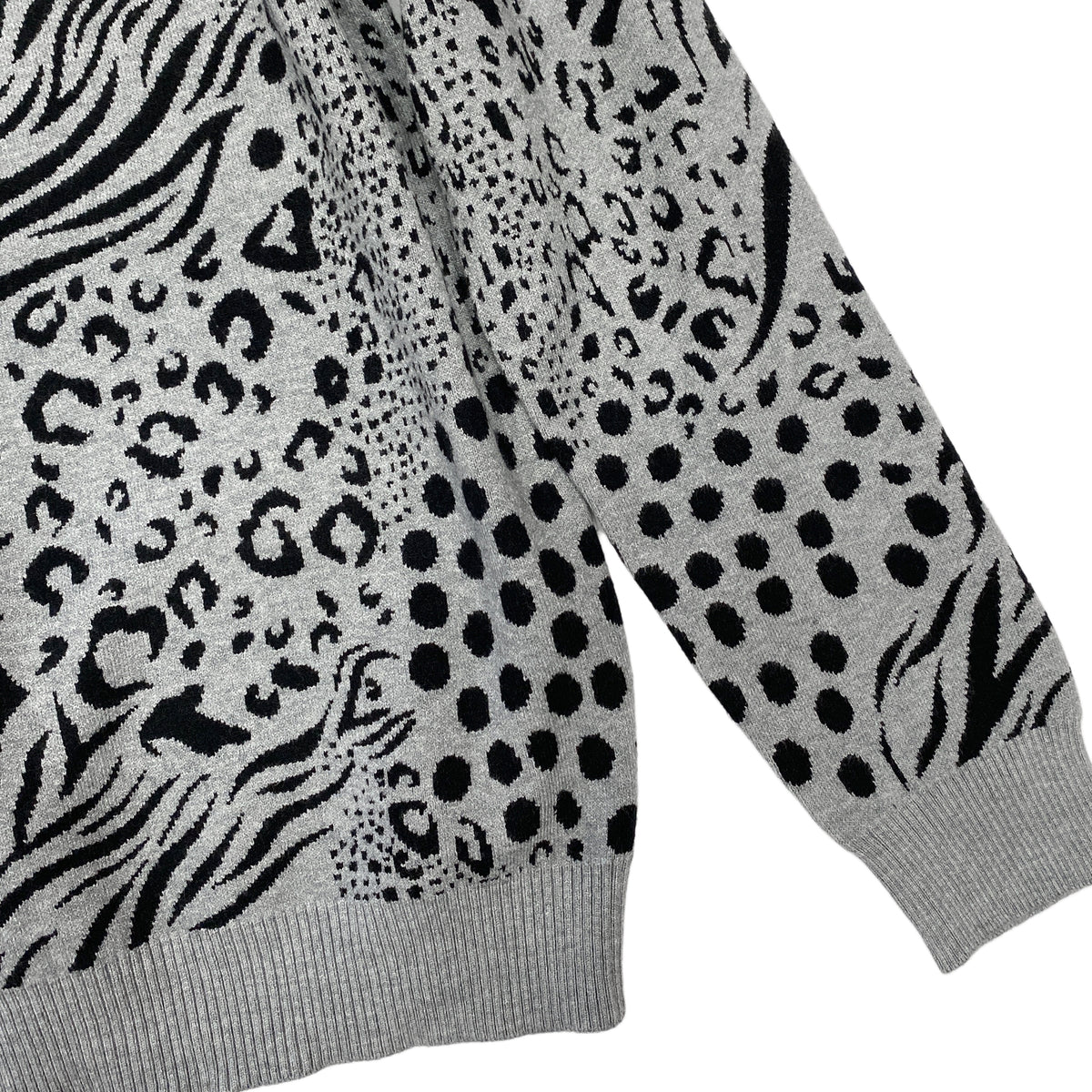 Γυναικείο πλεκτό πουλόβερ animal prints Γκρι 7002 ANSIN