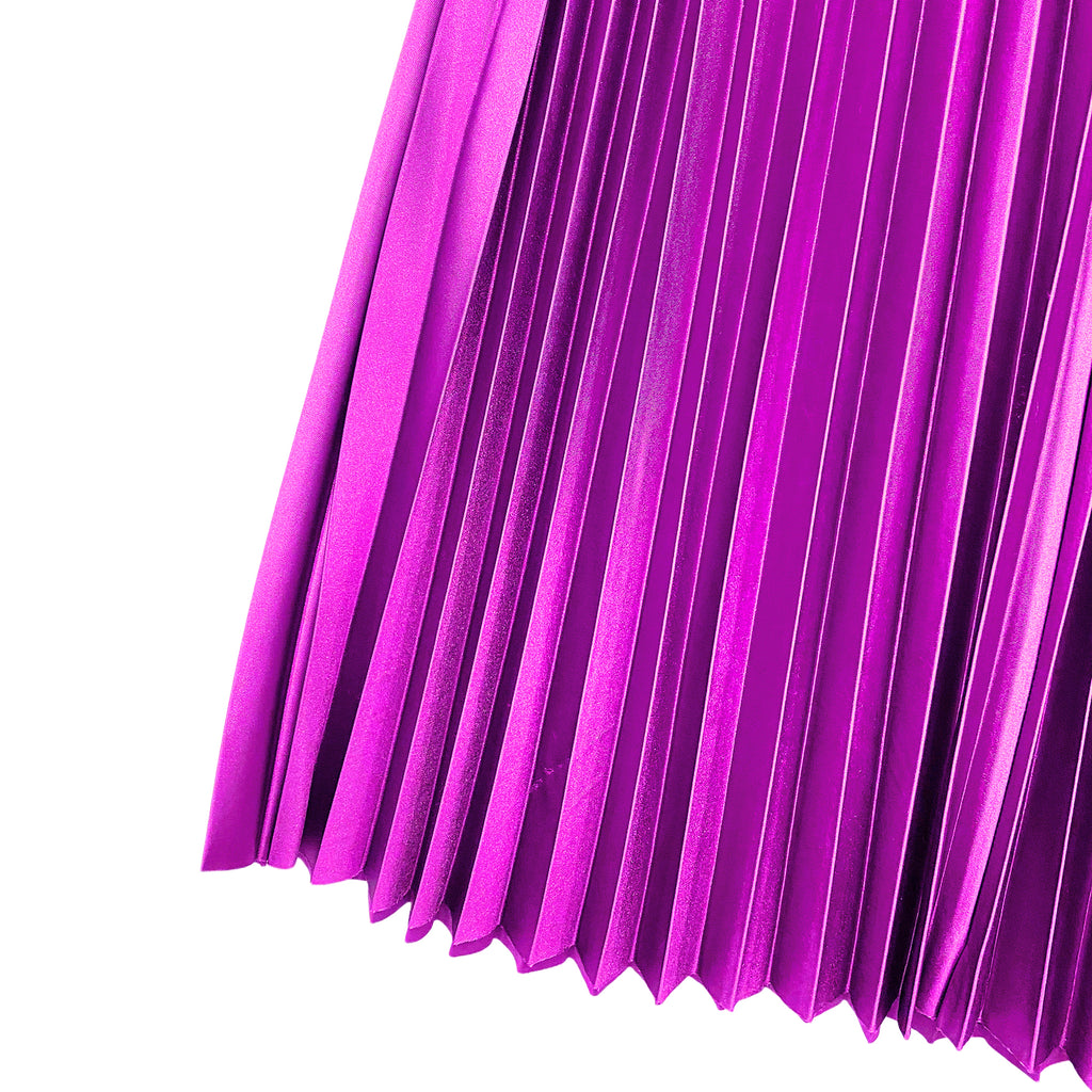 Γυναικεία πλισέ μάξι φούστα σατέν με ζώνη Φούξια 1555 ANSIN