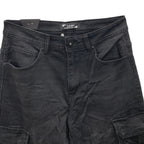 Ανδρικό ελαστικό τζιν παντελόνι cargo σε στυλ jogger Μαύρο 97986 ANSIN