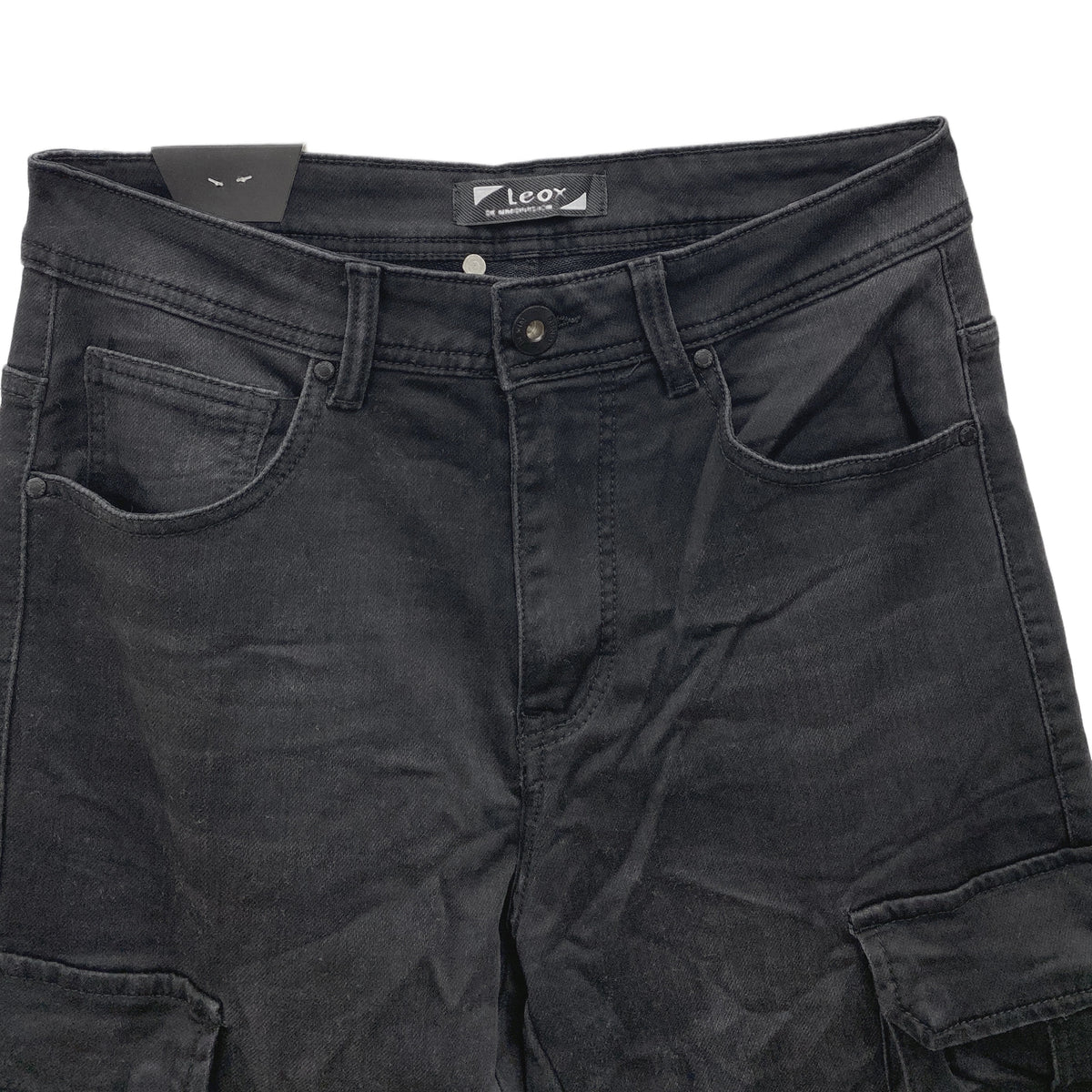 Ανδρικό ελαστικό τζιν παντελόνι cargo σε στυλ jogger Μαύρο 97986 ANSIN