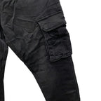 Ανδρικό ελαστικό τζιν παντελόνι cargo σε στυλ jogger Μαύρο 97986 ANSIN