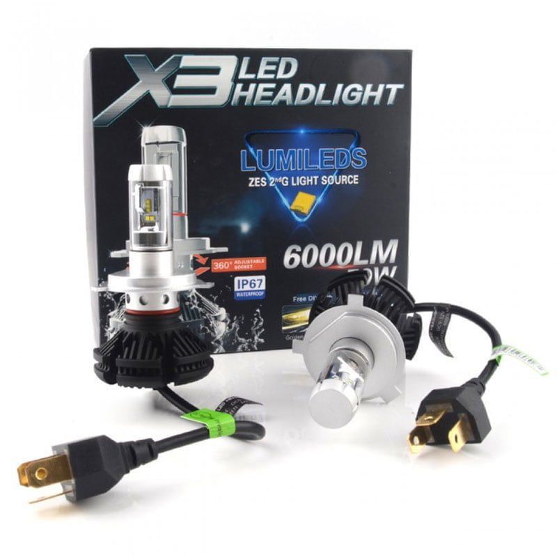 Λάμπα αυτοκινήτου H4 Ψυχρό Λευκό - X3 LED Headlight 6000LM 50W H4 OEM