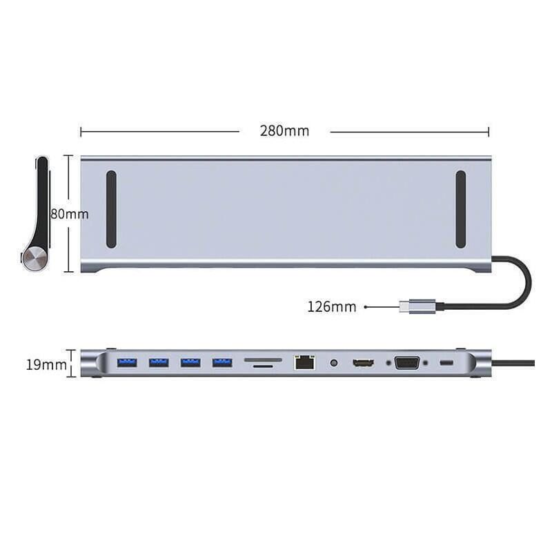 Andowl Q-HU990 USB-C Docking Station με HDMI 4K PD Ethernet ANDOWL
