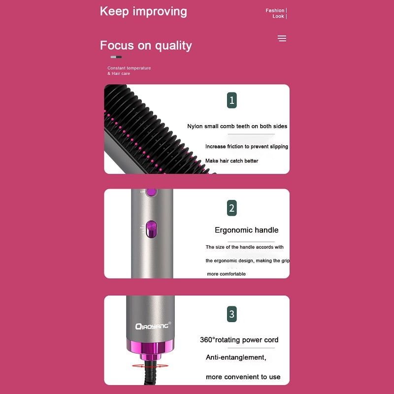 QIAOYANG Ηλεκτρική Βούρτσα Ζεστού Αέρα QA-T637 – Professional Hot Air Brush OEM