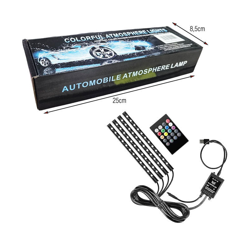 Σύστημα Κρυφού Φωτισμού LED Αυτοκινήτου με Τηλεχειριστήριο - Car atmosphere lights OEM