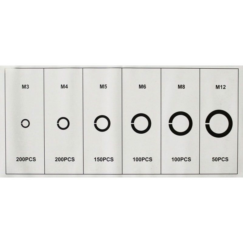 Σετ γκρόβερ γαλβανιζέ 800τμχ - Metric lock washer assortment OEM