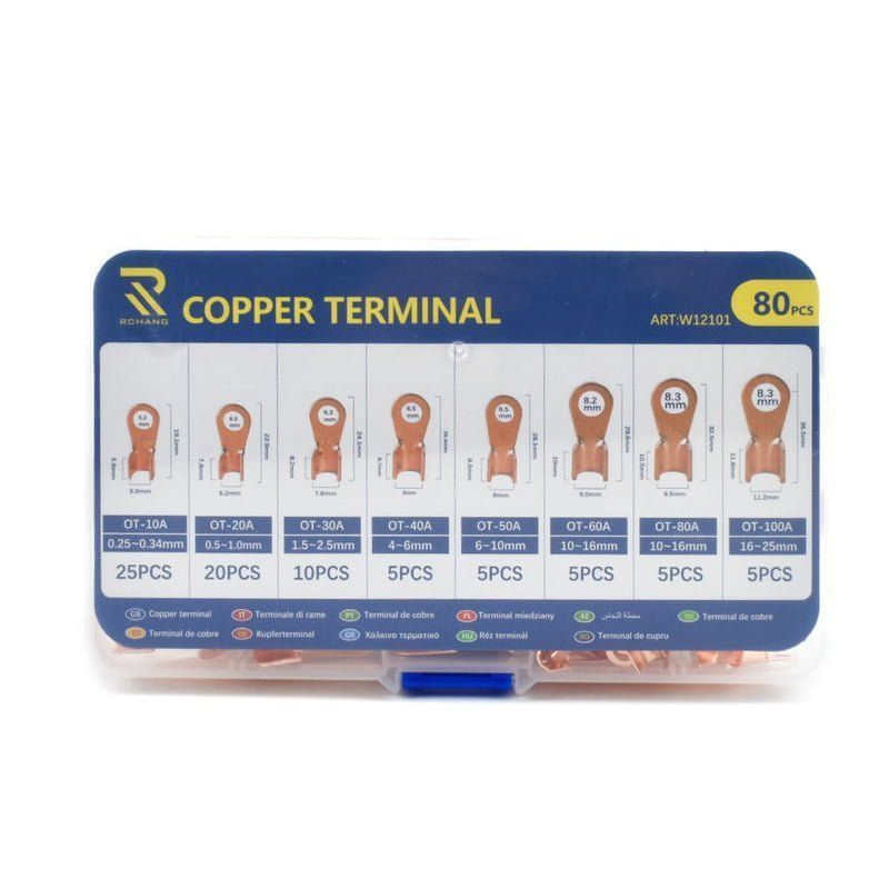 RChang Ακροδέκτες Οπής Χάλκινο 80τμχ W12101 - Copper terminal 80pcs RCHANG