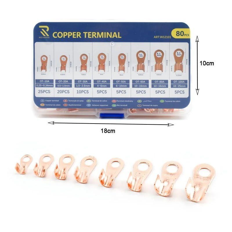 RChang Ακροδέκτες Οπής Χάλκινο 80τμχ W12101 - Copper terminal 80pcs RCHANG